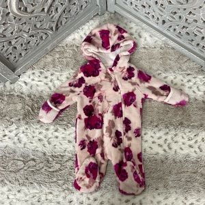 Laura Ashley Baby footie pajamas girls newborn 0-3 months fleece floral winter